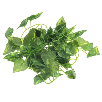 

High quality Artificial Scindapsus Aureus Vine for Reptiles Terrarium Chameleon Lizard Habitat Decor 2m