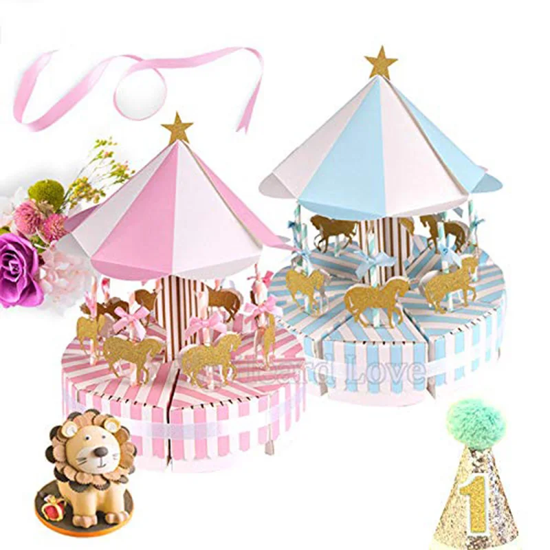 

Carousel Chocolate Candy Box Wedding Favors Gifts for Guest Gift Paper Packaging Box Kids Happy Birthday Baby Shower Decorations