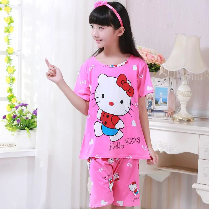 

2019 children pajamas set kids baby girl cartoon casual clothing costume short sleeve boys sleepwear Summer home Clothing