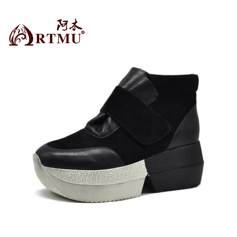

Artmu Fashion Women Shoes Outdoor Woman Sneakers Wedges High Heels Comfort Shoes Lady Handmade Genuine Leather Shoes Outdoor