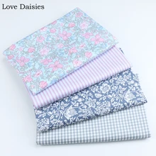 Хлопок пасторальная синяя Розовая белая Цветочная полоса серая клетчатая саржевая ткань для комплект кровати «сделай сам» платье топ домашний декор