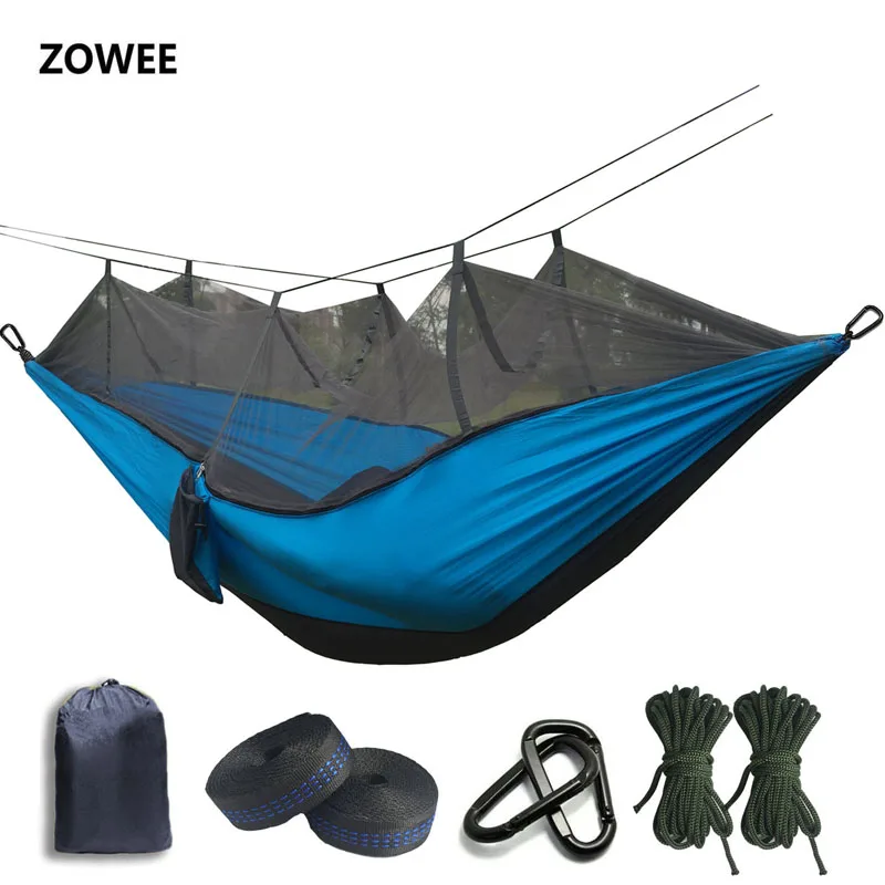 Ultralight Mosquito net Parachute Hammock with Anti-mosquito bites for Outdoor Camping Tent Using sleeping Free shipping - Цвет: Dark Grey and Blue