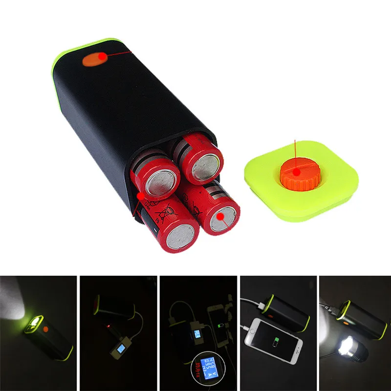 

Cycling Bike Head Front Light Bicycle Light USB Mobile Power Bank 4x18650 Battery Charger Box Case Holder #3o12 &D