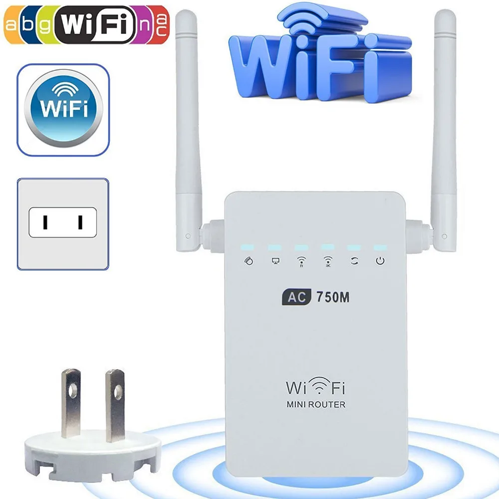 

New AC750 5GHz 2.4GHz Dual Band Wireless Repeater wi-fi Extender Repeater Router WPS Button with 2 External Antennas