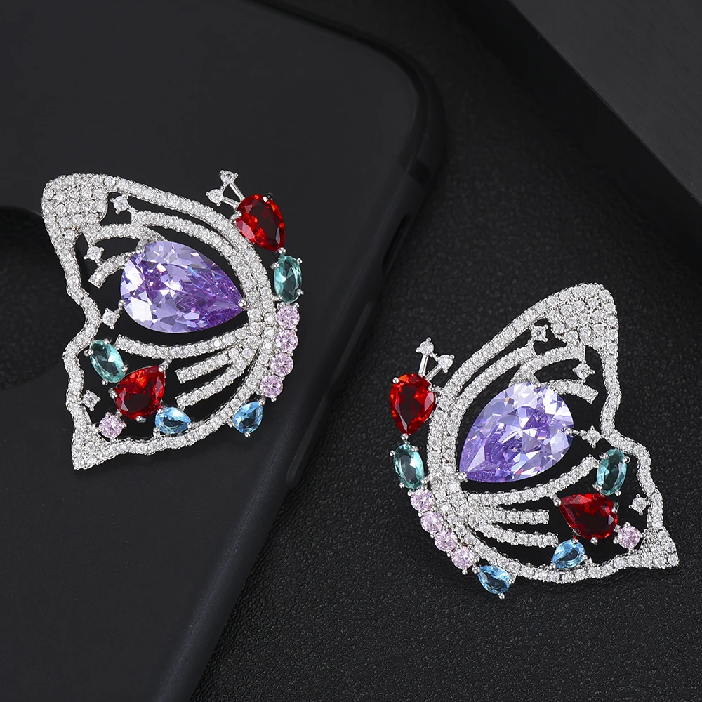 

missvikki Luxury Romantic Fashion Butterfly Stud Earrings Charm CZ Crystal Sterling Silver Jewelry Women Girl Wedding Jewelry