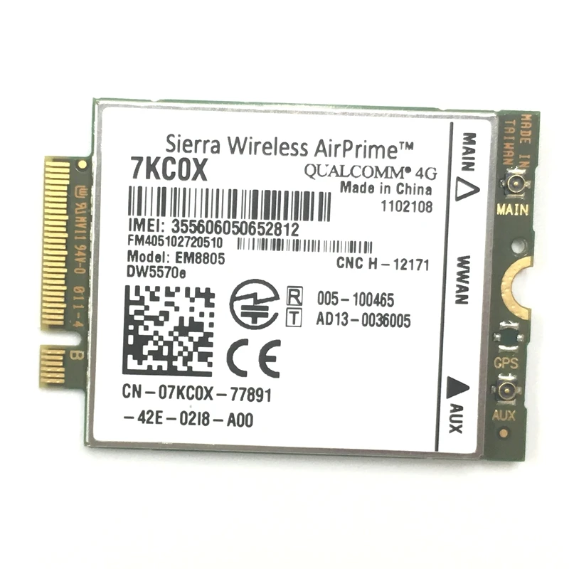 Разблокирована Sierra wireless airprime Беспроводной адаптера 7KC0X 068DP9 DELL EM8805 DW5570e WWAN к оператору сотовой связи HSPA NGFF 4G модульный переходник карты