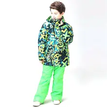 New Boys Ski Jacket Windproof Waterproof Kids Snowboard Coat Snow Outdoor Clothing Undertake -30 Degree new kids 2in1 windstopper waterproof camping ski snowboard coat outdoor climbing hiking jacket girls