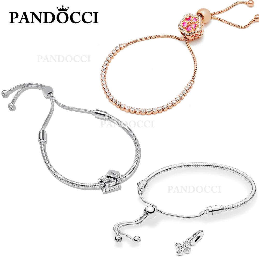 

PANDOCCI 100% 925 Sterling Silver ZT0273 Dazzling Peach Gift B801209 BRACELET SET SPR19 FOUR PETAL FLOWER SLIDING ARMBAND SET