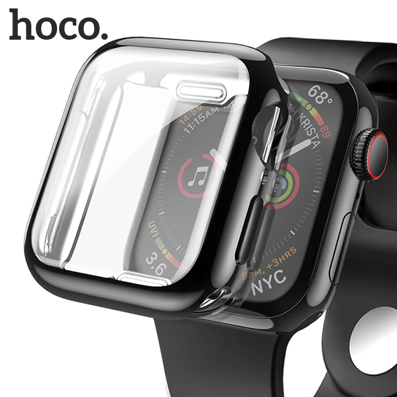 

HOCO 360 Full Cover Case for Apple Watch 4 44mm 40mm Plating Bumper Clear Soft TPU Screen Protector Case for i Watch Series 4