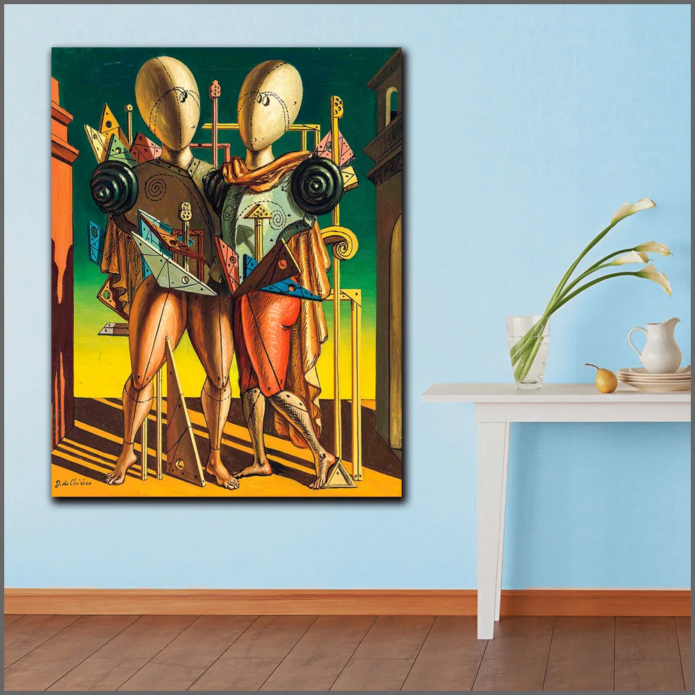 Fashion Large Printed Oil Painting Wall Pictures For Living Room Home Decor Giorgio de Chirico Hector and Andromaca Canvas Art | Дом и сад