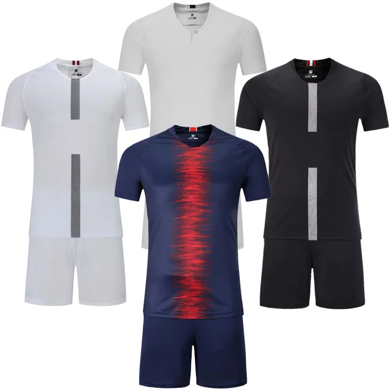 Men's blank short sleeve soccer jersey men football jerseys adult plain soccer sets Survetement customize any logos sports kits