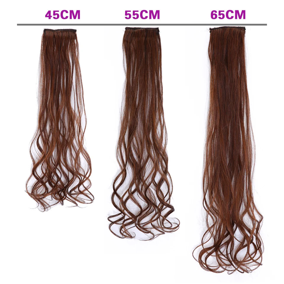 Pure Color Long Wavy Hair Extensions 1 Piece 2 Clip-in High Temperature Fiber Hair Extensions for Women AOSIWIG