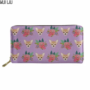 

Customized Pu Leather Purse Women Cartoon Chihuahua Print Clutch Phone Money Wallet Ladies cute Cash Wallet Female Coin Pocket