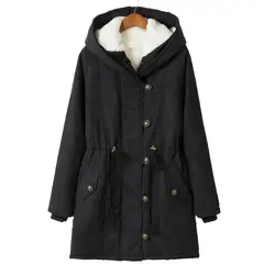 Толстые меховые длинные большие размеры зимние куртки парка-Женский Теплый свободный размера плюс женское зимнее пальто с капюшоном