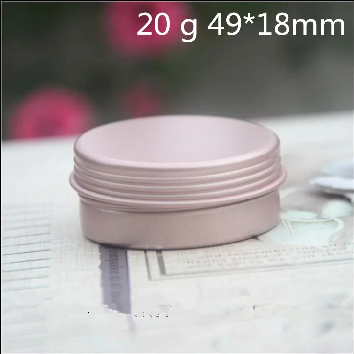 

50 pcs Free Shipping 10 g 15 g 20 g Rose Golden Aluminum Small Jar Lip Balm Lipstick Sample Cans Mini Spice Storage Bank