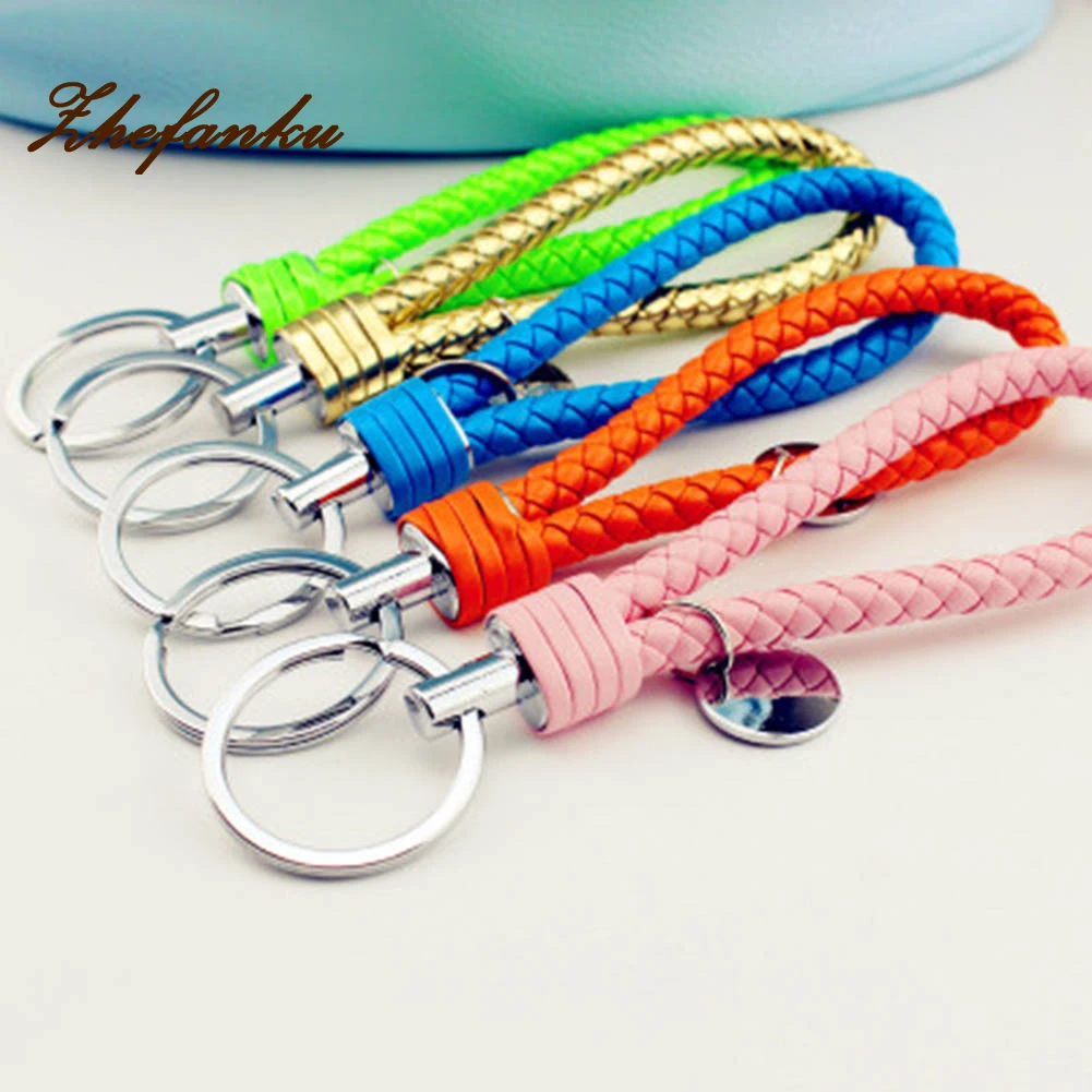 ZheFanku Unisex Leather+PU Keychain Couple Fashion Keyring Creative