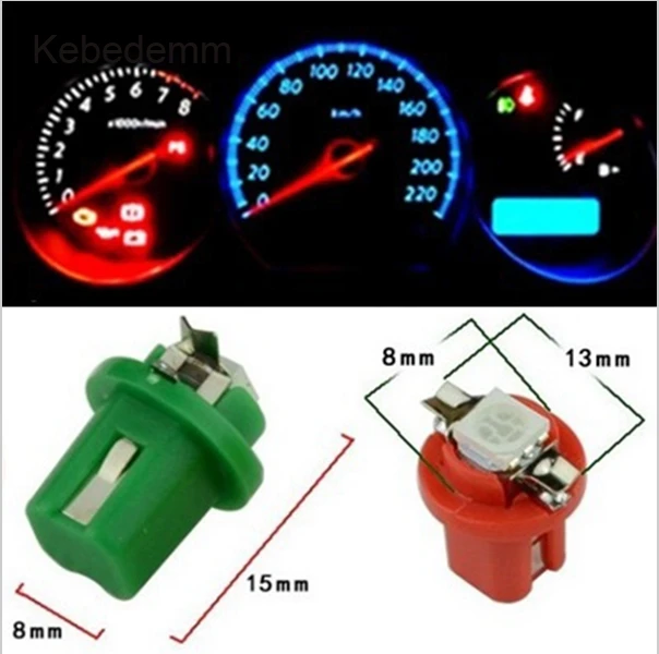 

kebedemm 10pcs colorful B8.5D 509T B8.5 5050 Led 1 SMD T5 Lamp Car Gauge Speedometer Dash Bulb Dashboard instrument Light 12v