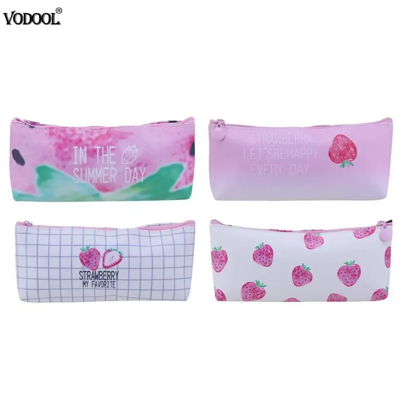 

Strawberry Cartoon Pencil case Storage Bag Gift for Girls Multifunction Pink Cute Mini Stationery Offices School Supplies