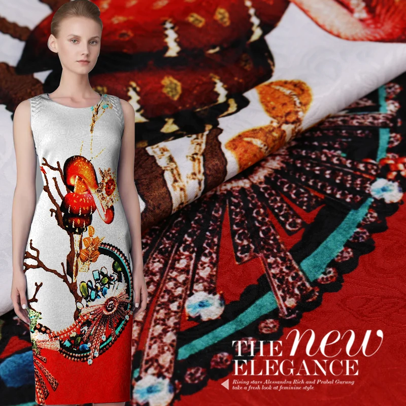 Digital inkjet jacquard fabric French high end fashion yarn dyed