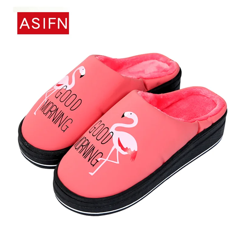 

2018 Winter Cotton Slippers Women Home Indoor Heightening With Nonslip Warm Wool Slippers Comfort Memory Foam Botas Mujer