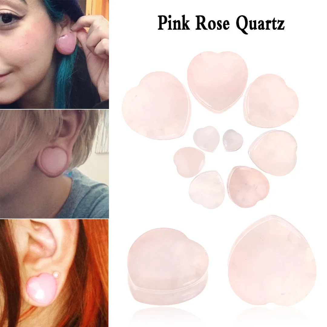 1 Pair Shellhard Heart Shaped Stone Ear Plug Fashion Flesh Tunnel Ear Expander Stretcher For Women Femme Jewelry