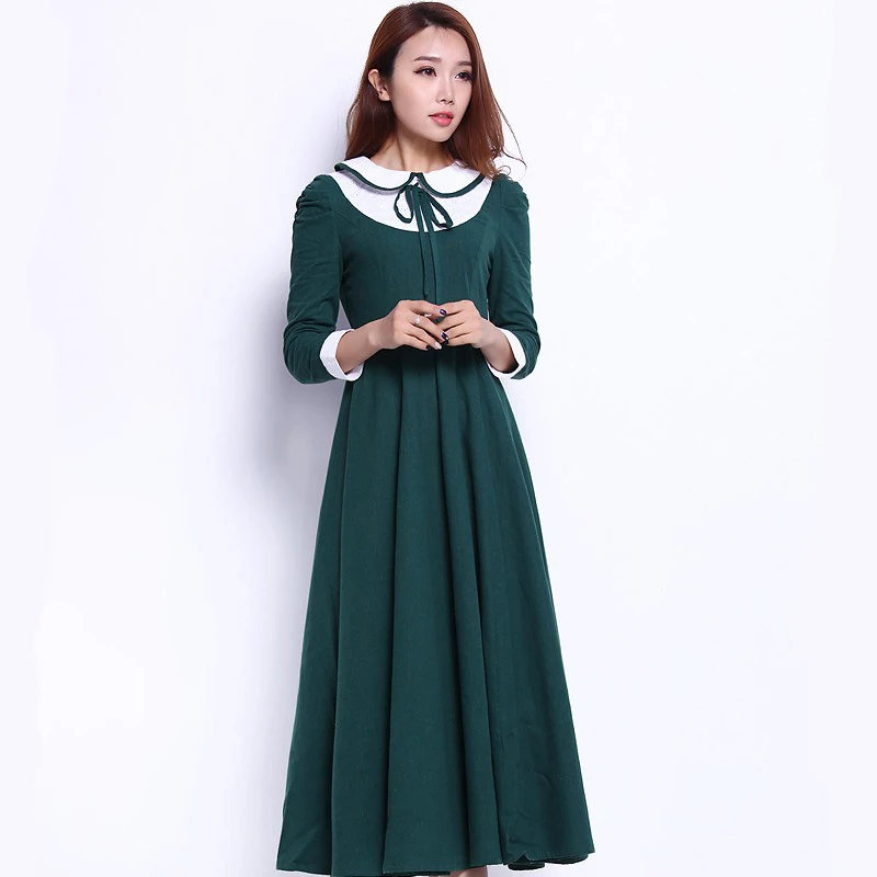 long sleeve green gown