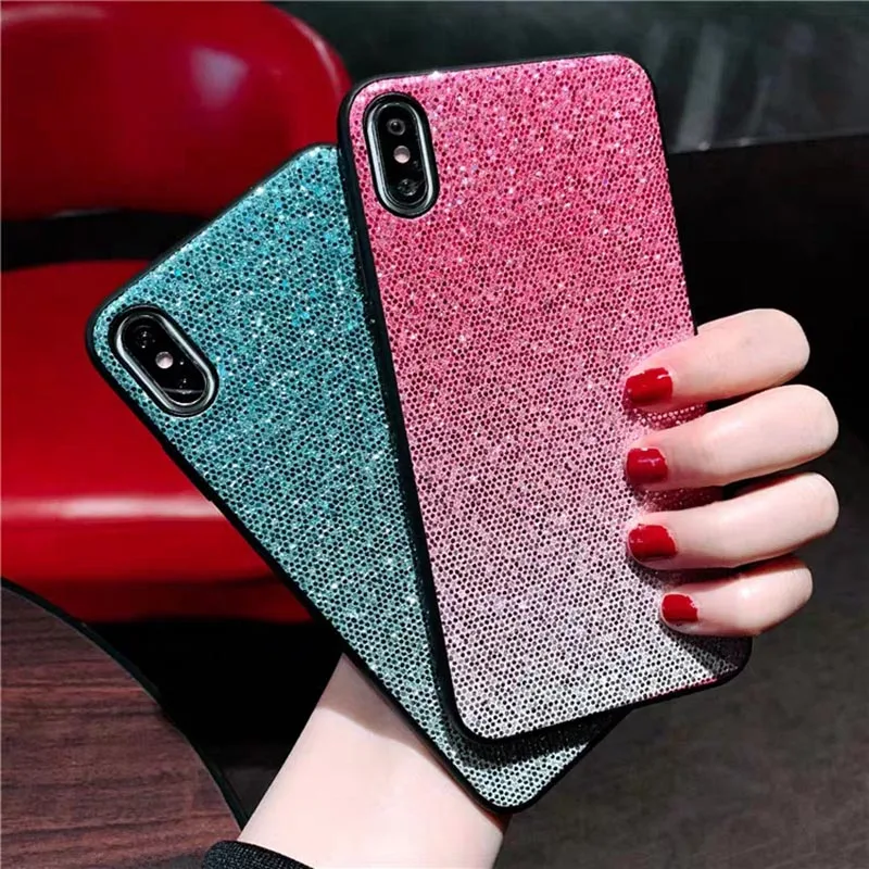 Роскошный чехол с блестками для телефона iPhone X XR XS Max модный градиентный 7 8 SE 5s 6 6s