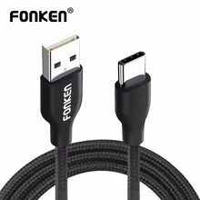 Кабель FONKEN usb type-C с нейлоновой оплеткой USB C кабель для зарядки 1 м быстрое зарядное устройство type-C зарядный шнур Макс. 2,4 А кабели для мобильных телефонов