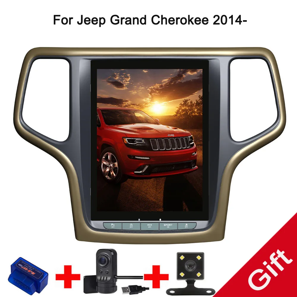 

10.4" Tesla Type Android 7.1 Fit Jeep Grand Cherokee 2014 2015 2016 2017- Manual/Auto A/C Car DVD Player Navigation GPS Radio