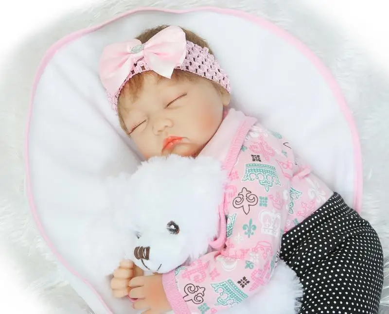 55cm Reborn Baby Dolls 2017 Newborn Sleeping Babies Lifelike Soft Vinyl Body Baby Doll Toys Alive Brinquedos Reborn Bonecas