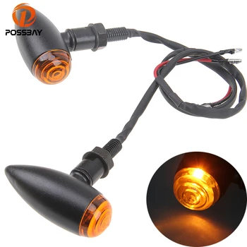 

POSSBAY Black Universal Motorcycle Turn Signals Indicator Lamp Amber Light ATV For Harley Suzuki Yamaha R1 R3 R6 Kawasaki Z750