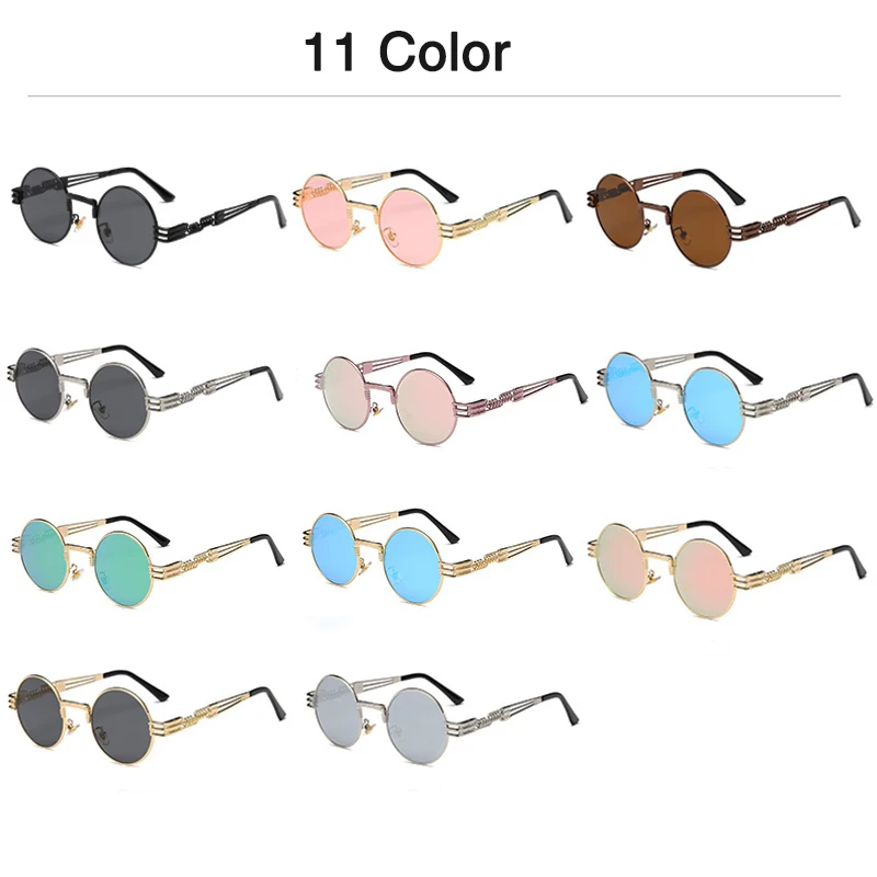 Поляризованные круглые металлические мужские женские солнцезащитные очки стимпанк женские модные солнцезащитные очки Брендовые дизайнерские ретро винтажные UV400 Мужские очки