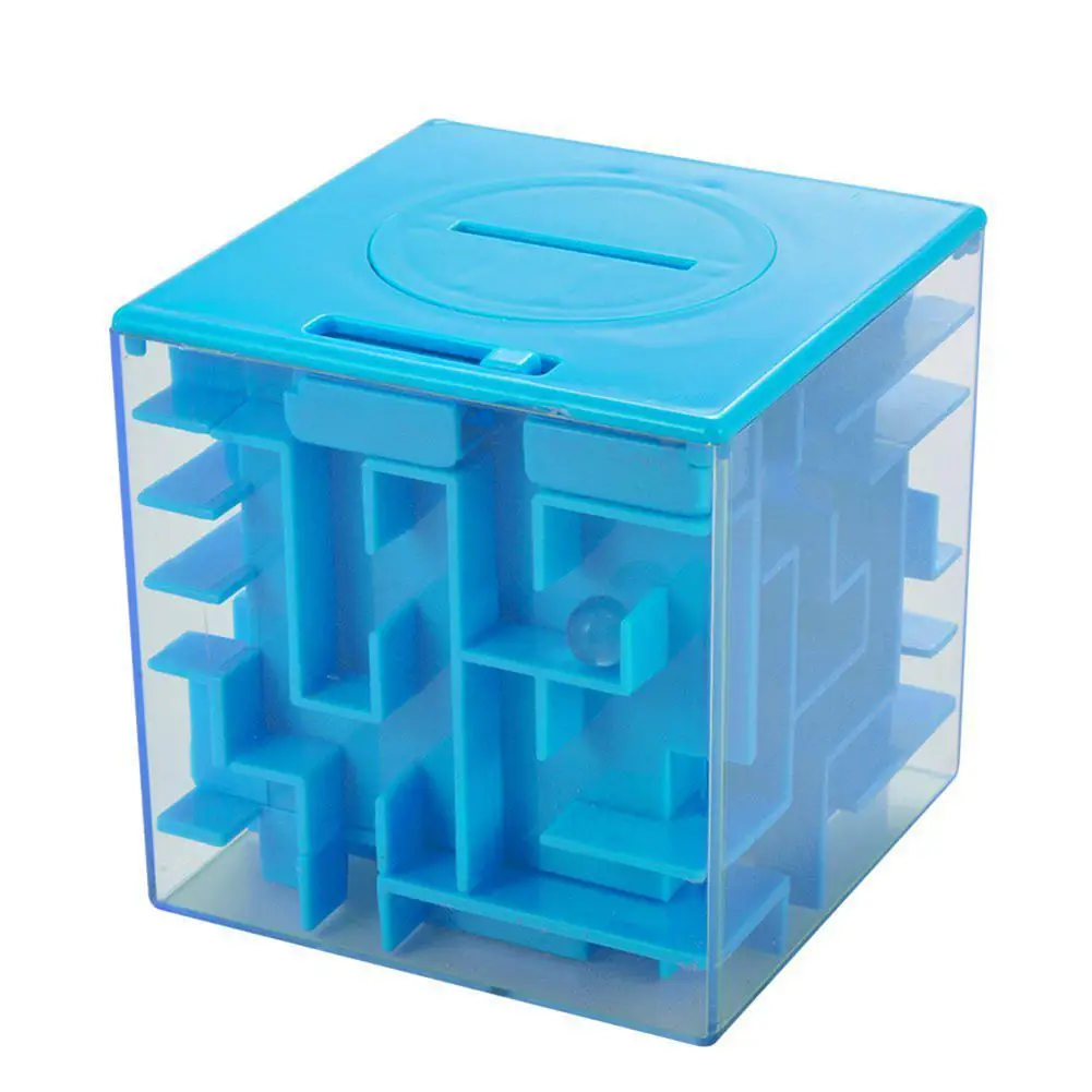 Игра Rolling Ball 3D Копилка волшебный лабиринт кубические коробки монета копилка экономия коробка обучающие игрушки для детей подарок украшение дома - Цвет: Blue