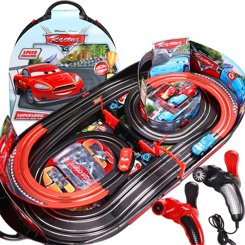  Creative Kids' assembly educational toy car Parent-child interaction portable rail dual battle game