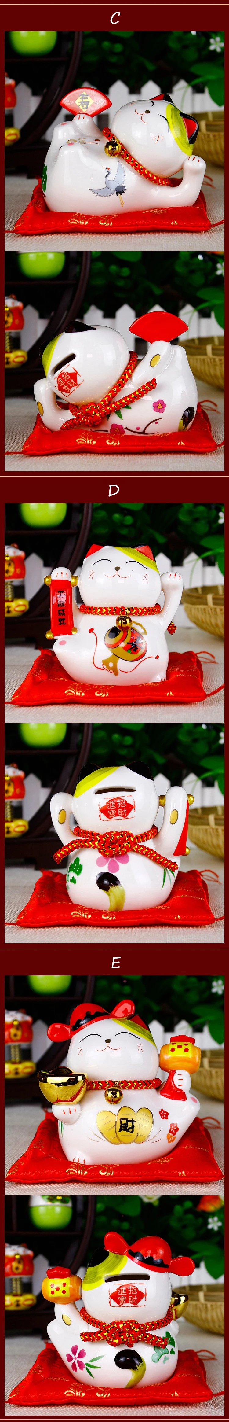 4 дюйма Maneki Neko керамика Lucky Cat домашний декор фарфоровые украшения креативные деловые подарки Фортуна кошка копилка фэншуй ремесло