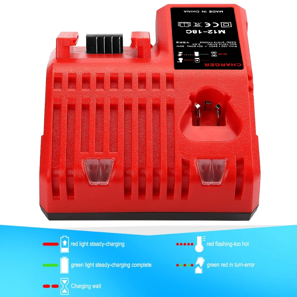 Зарядное устройство для литий ионных аккумуляторов 110 240 В + 1 USB адаптер Milwaukee M12 M18