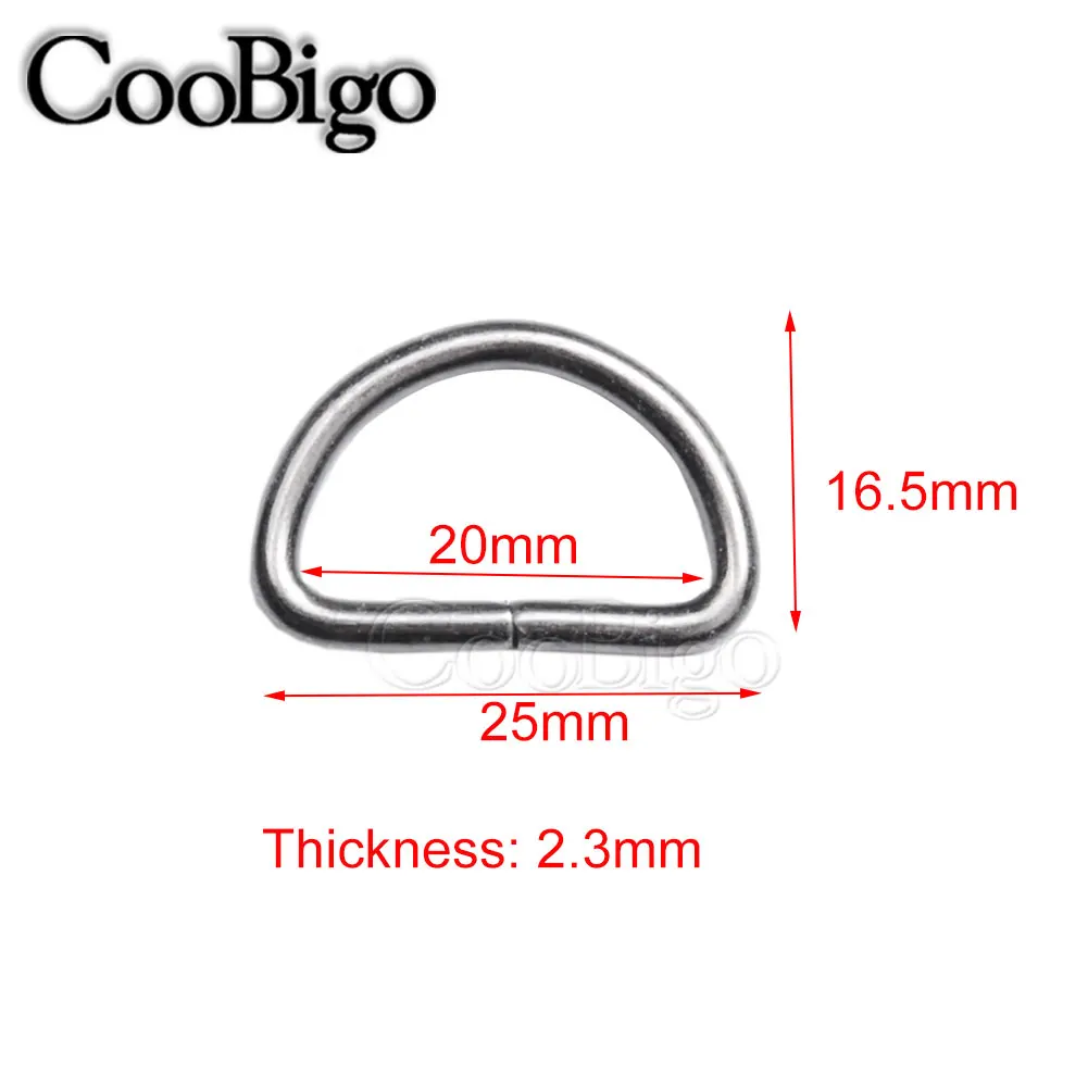 20 шт. 3/"~ 1" Dee D кольцо металлическая пряжка ЛЯМКИ рюкзак сумка кожевенное ремесло ремень ошейник для домашних животных DIY Швейные детали аксессуары - Цвет: 20mm Black