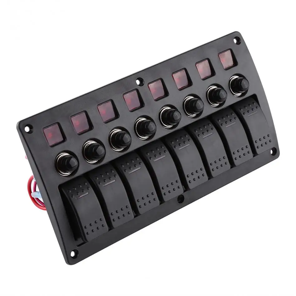 

8 Gang 12V-24V LED Rocker Switch Panel & PCB Board Overload Protection For Car RV Boat Marine 8 Gang LED Switch Panel