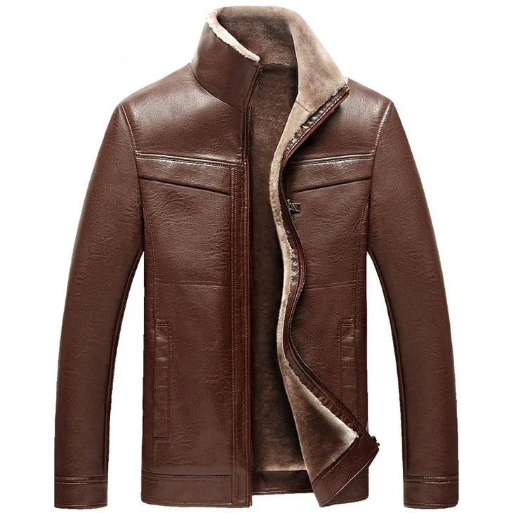 New arrival Men leather jackets Winter thicken Fleece PU