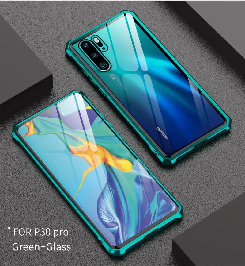 Алюминиевый бампер чехол для телефона huawei P30 Pro P30 lite Nova 5 5I 4E металлическая рамка бронированный чехол Honor 9X20 V20 8X MAX стеклянный чехол