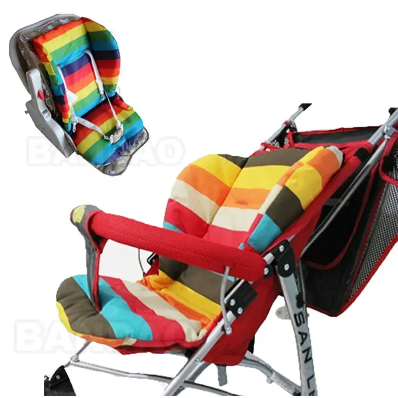 

waterproof baby Stroller Cushion Stroller Pad Pram Padding Liner Car Seat Pad Rainbow general cotton thick mat