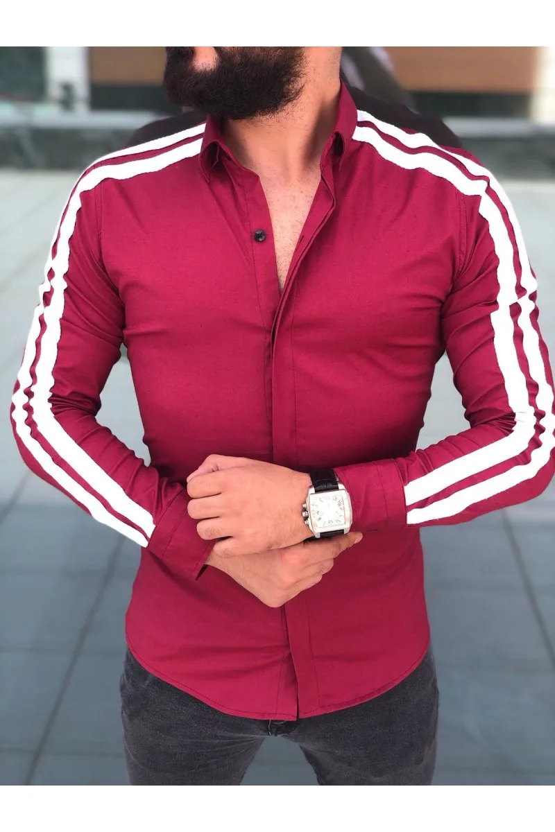 Для мужчин Роскошные Повседневное платье в деловом стиле рубашка Slim Fit рубашки для мальчиков Формальные с длинным рукавом стильны