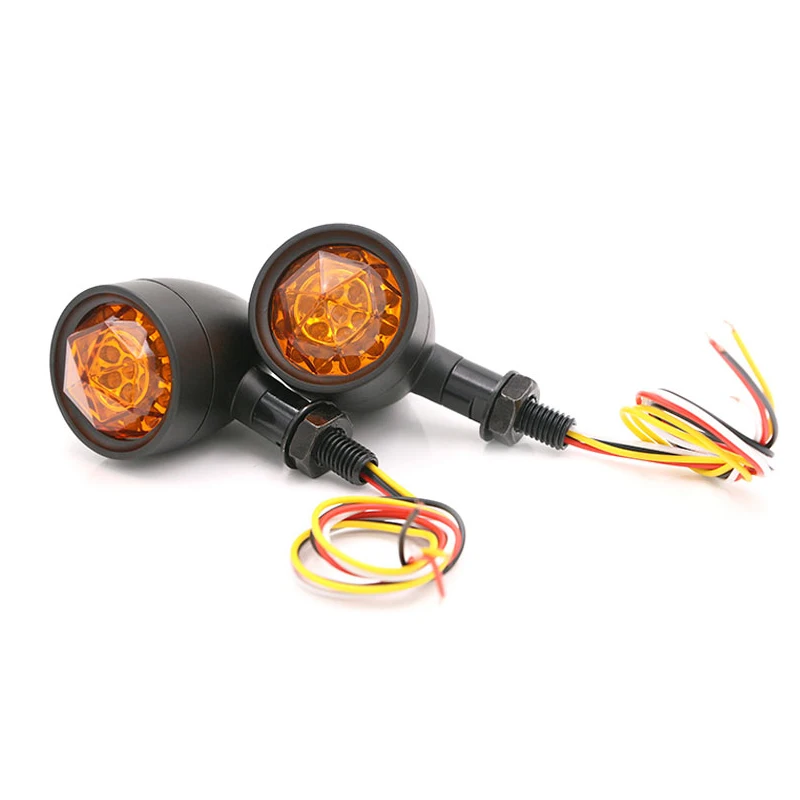 Nuoxintr Motorcycle bullet Light Diamond Lens LED Turn Signal Indicator taillight lamp For Harley Sportster Bobber Chopper