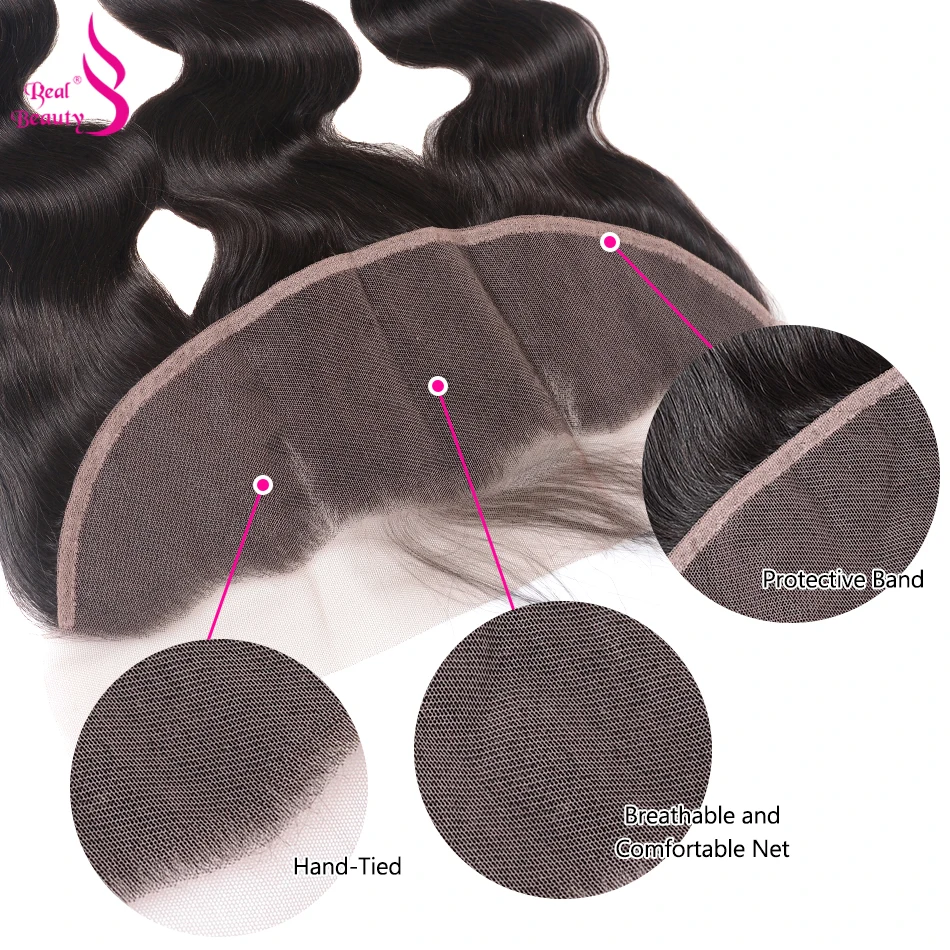 Real Beauty Lace Frontal Closure With Body Wave 3 Bundles Brazilian Human Hair Bundles With 13X4 Lace Closure (2)