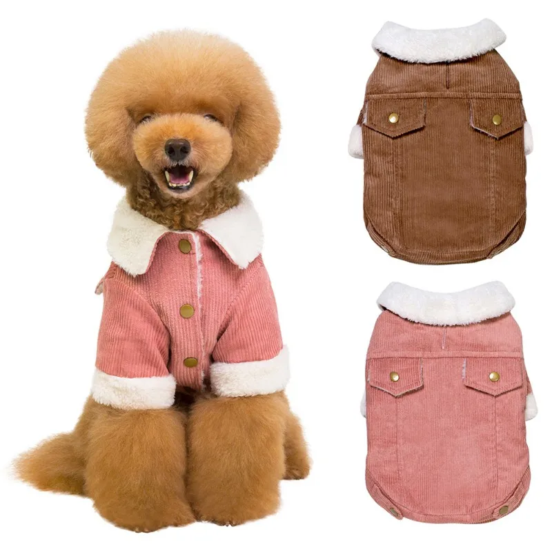 Winter Thicken Dog Warm Jacket Corduroy Dog Clothes Cashmere for Small