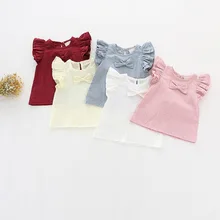 Г. летние блузки для маленьких девочек белые топы, Детские рубашки милые футболки для девочек льняная рубашка с бантом, повседневная детская одежда