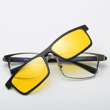 Поляризованный набор солнцезащитных очков с 2 шт. зажимами TR мужские прикрепляемые очки магнитные повседневные оптические очки для близорукости NX