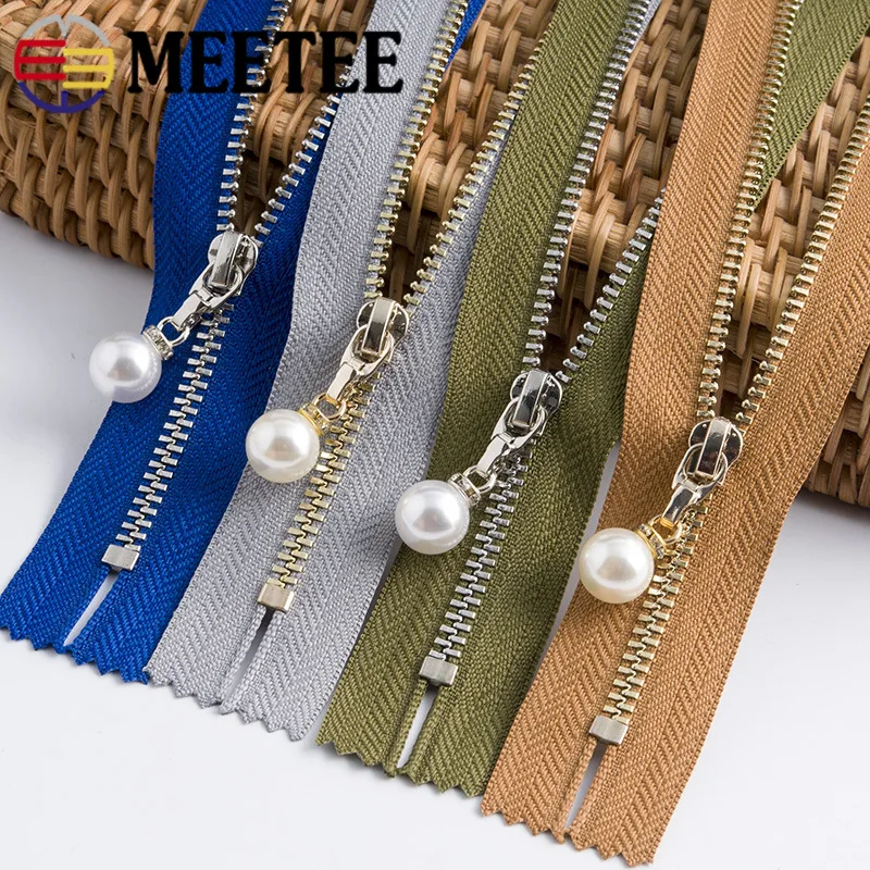 

2Pcs 20cm 3# Pearl Metal Zipper Zippers Bag Clothes Close-end Zipper for Sewing Garment Jacket Coat Zips DIY Crafts Tools ZA110