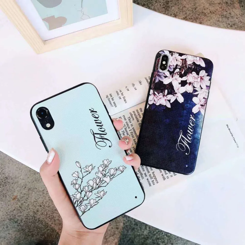 

phone case for iPhone X Xs xs max XR 7 8 6 6S plus back cover soft TPU chinese style flower case cover funda for iPhone XS