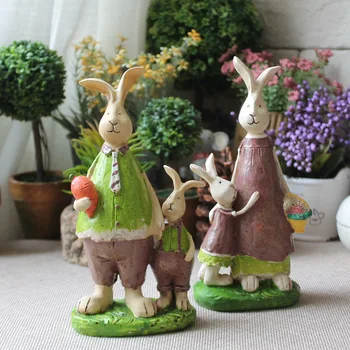 

Free Shipping! Lovely Pastoral Style Home Decor Furnishings Resin Rabbit Father & Rabbit Mother Wall Shelf Decoration Big Size